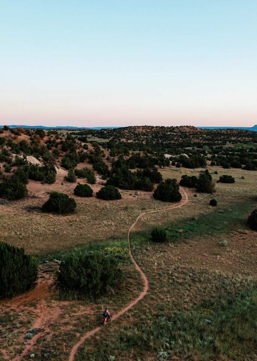 Mobile sized image of Aerial shot of a trail at dusk