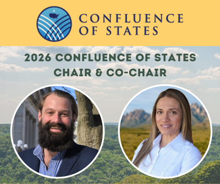 Graphic of Karina Armijo and Nathan Reigner and the words 2026 confluence of states chair and co-chair