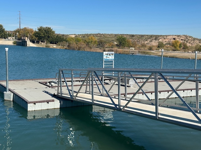 Ramp to a dock on a small lake