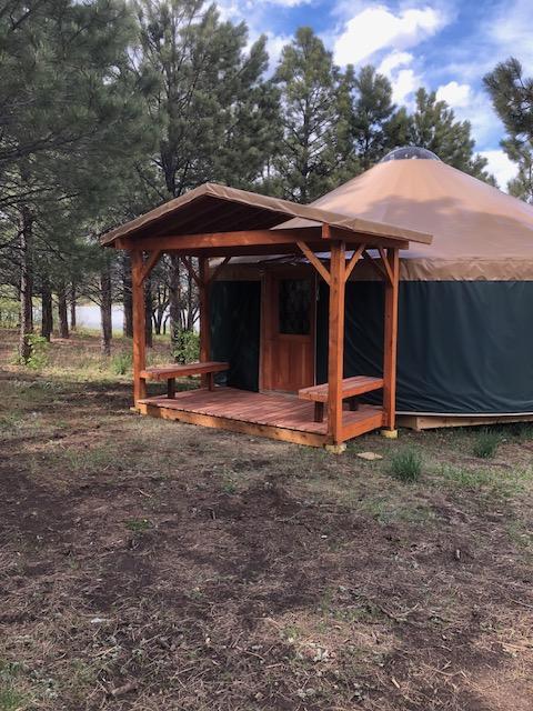 a nice yurt in a forest