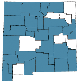 Map of New Mexico counties reached